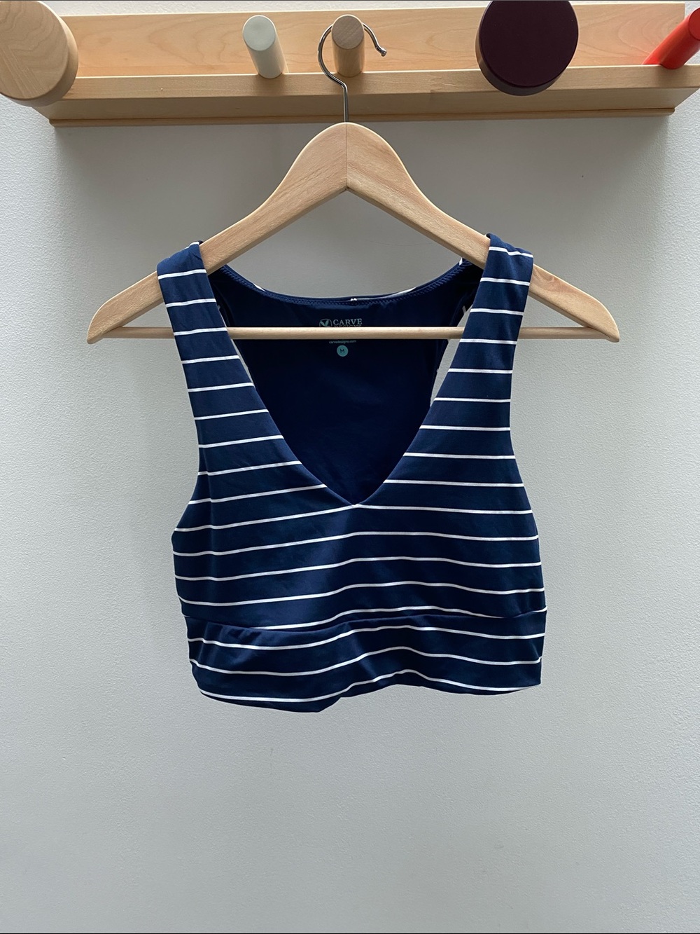 Carve Designs Navy & White Striped V-Neck Bikini Tank Top